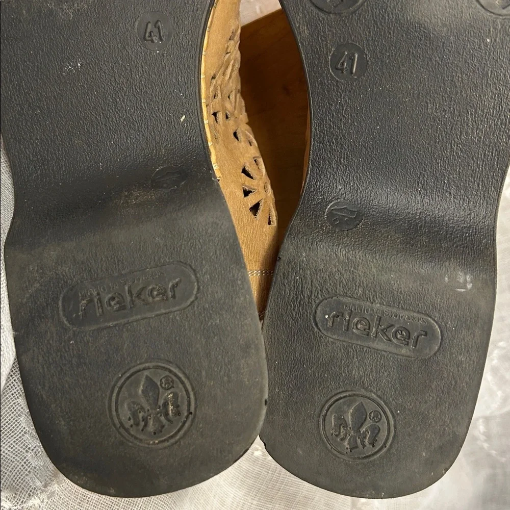 Rieker laser cut leather sling back shoes